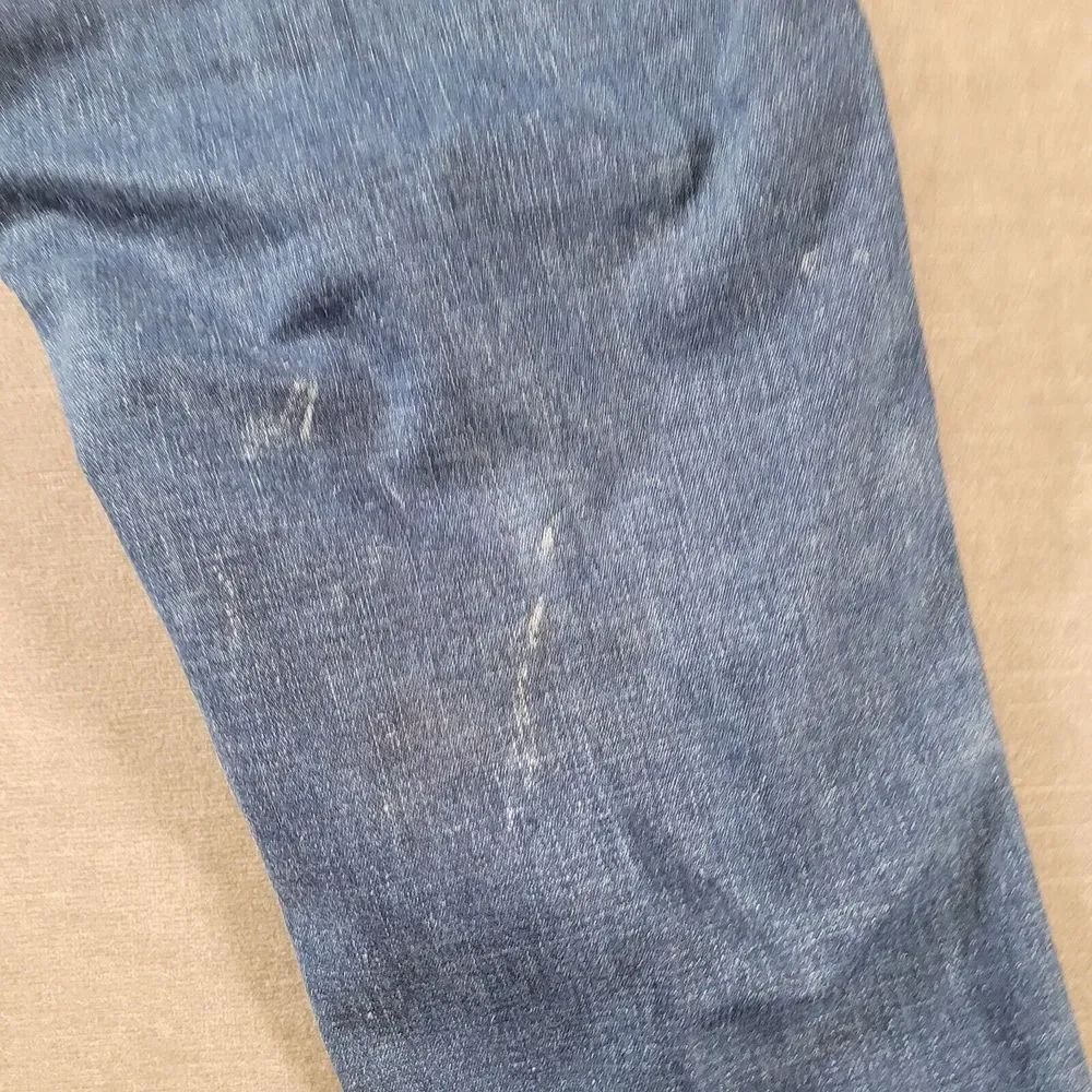 Encrypted Baggy Distressed Zipper Knees‎ Jeans Mens Blue Actual Size 44 x 33